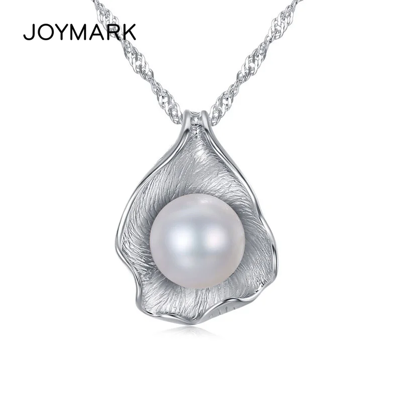 

White Gray Natural Freshwater Pearl Shell Design Pendant 925 Sterling Silver Necklaces Fashion Jewelry For Women JPN303