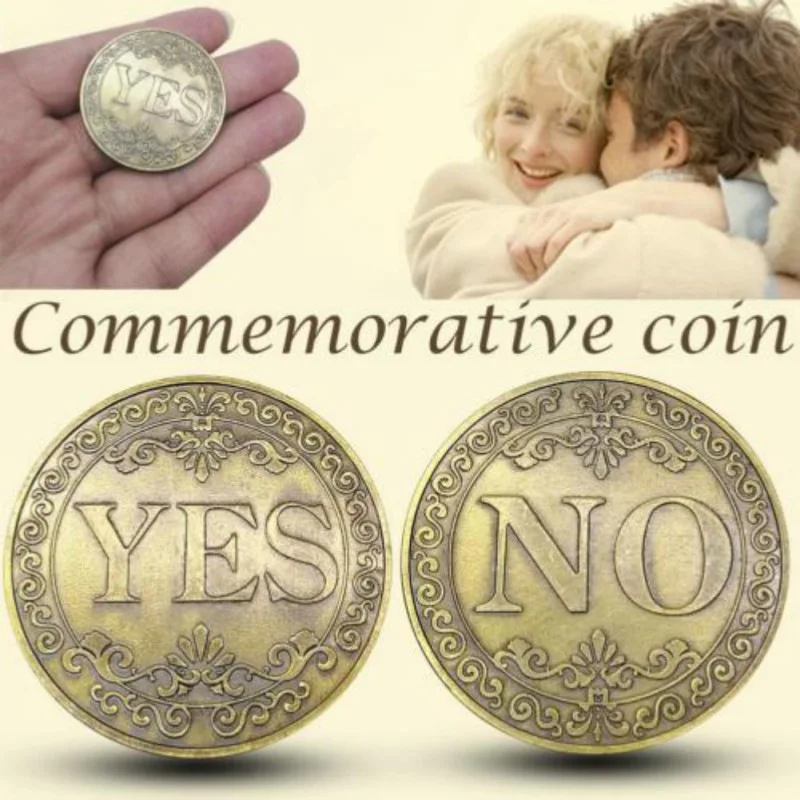 

Gold Plated YES/NO Physical Metal Antique Imitation Coin Commemorative Non-currency Coin Kids Birthday Gift Art Collection 1pc