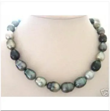 

17.5" Big Black Grey Pearl Necklace