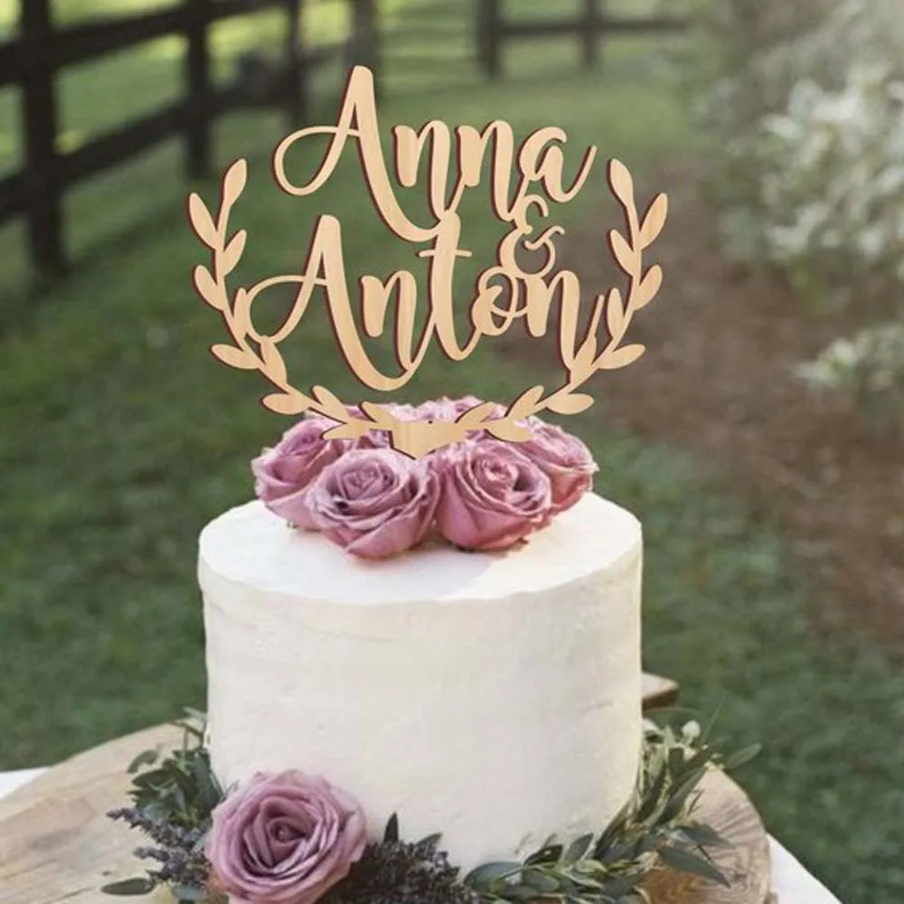 

Personalized wedding cake topper, rustic wooden cake topper, Custom last names cake topper with Bride and groom,your wood choice