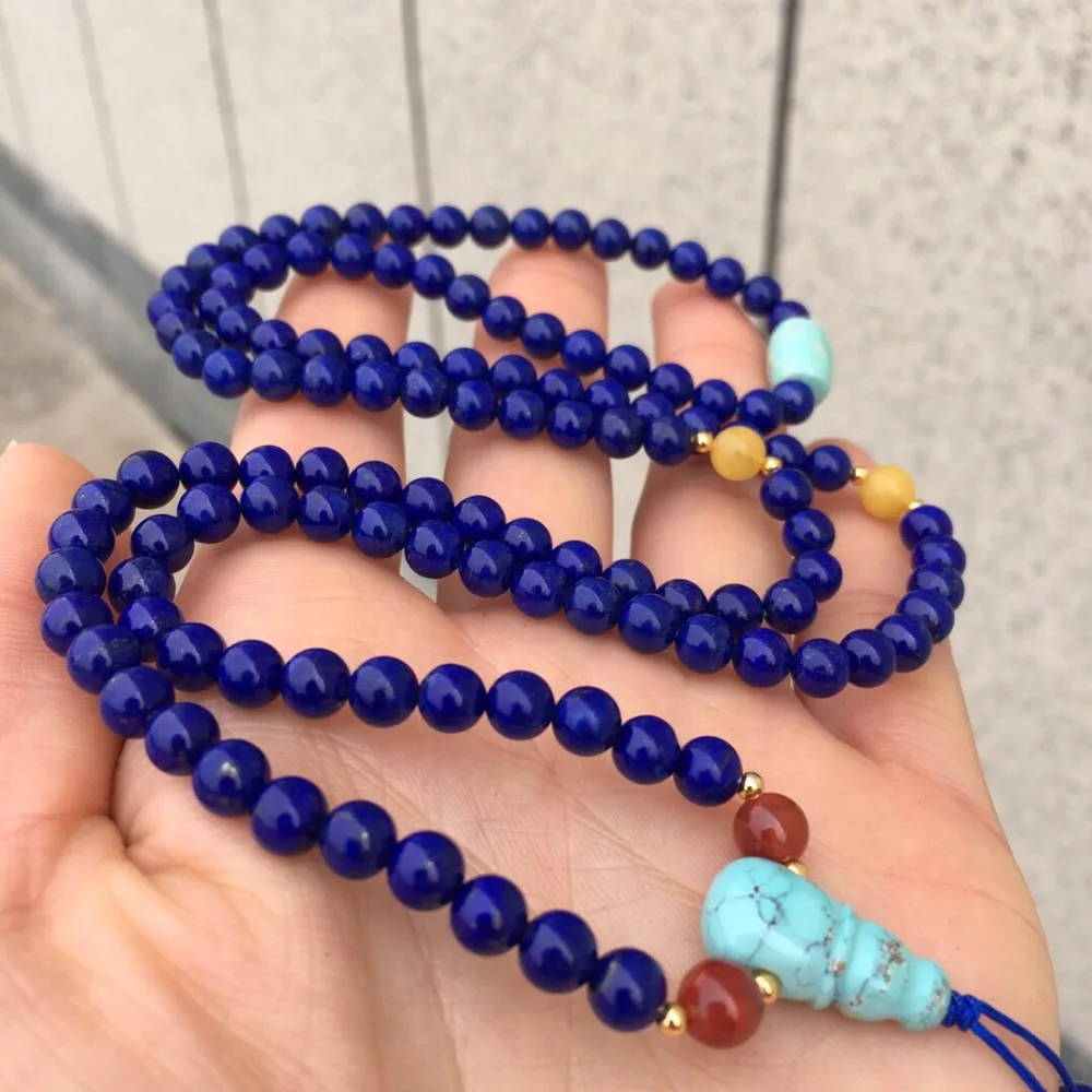 

Fine Jewelry Ntural Blue Lapis Lazuli Gemstone Bracelets for women 5.8mm 41.85grams Fine Female Hologram Bracelet
