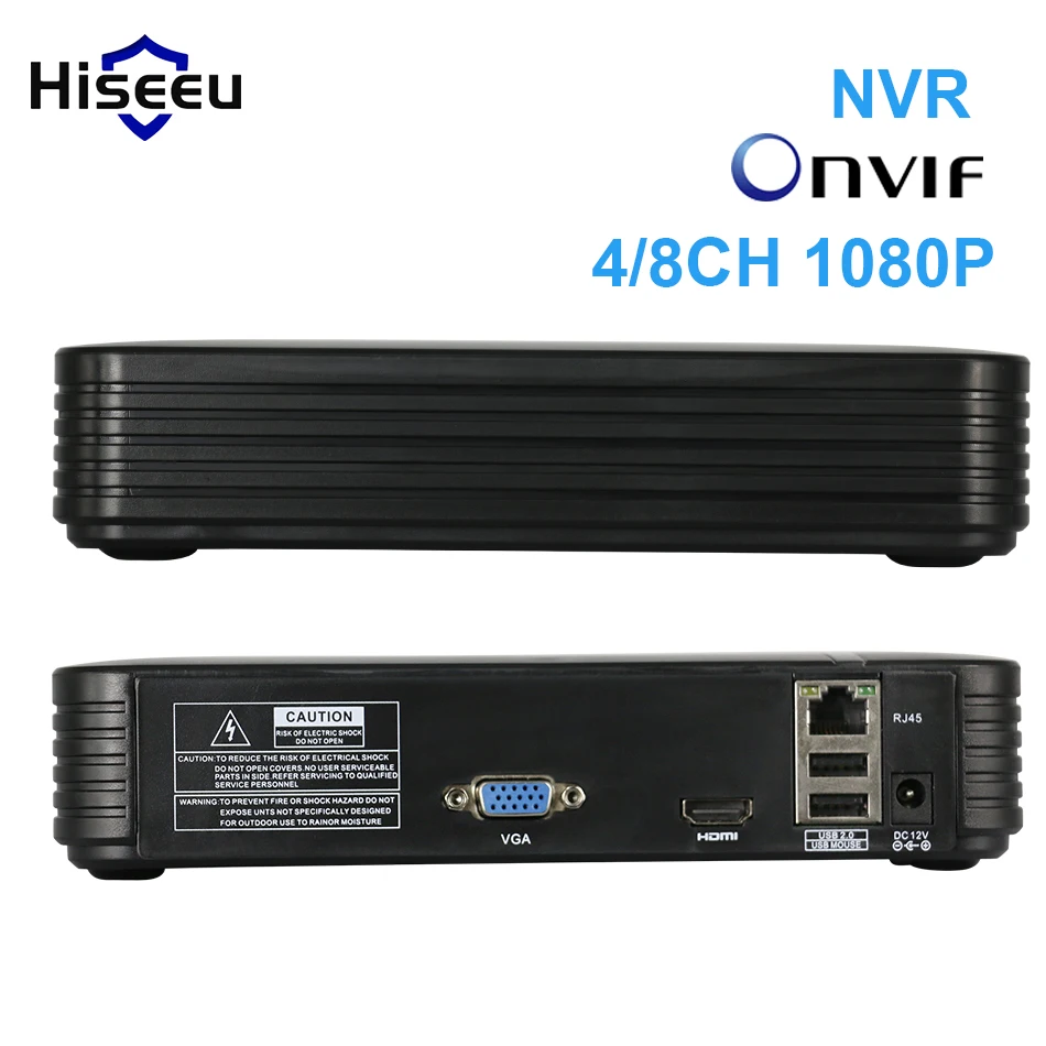Hiseeu 4Ch 8Ch Mini NVR real P2P CCTV network video recorder VGA HDMI ouput ONVIF 2.0 For 1080P IP Camera Security System XMeye