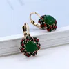 Pendientes con colgante de flores para mujer, aretes de Color dorado con cristal de resina, Clip de aro redondo, aretes nupciales, novedad ► Foto 2/6
