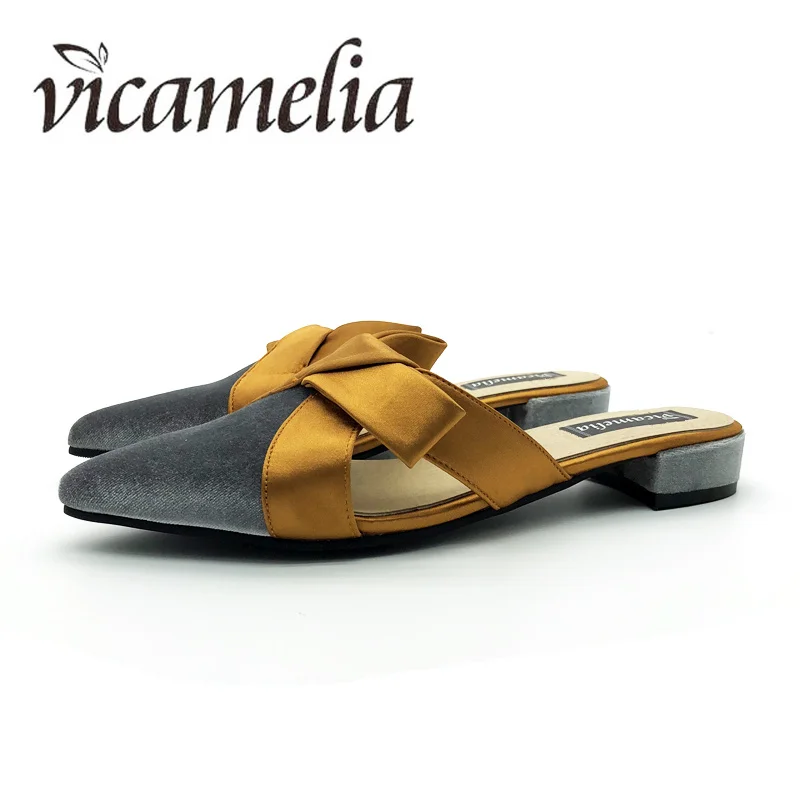 Vicamelia Women Slippers Casual Outside Round Toe Sandals Middle Heel Plus Size Breathable 