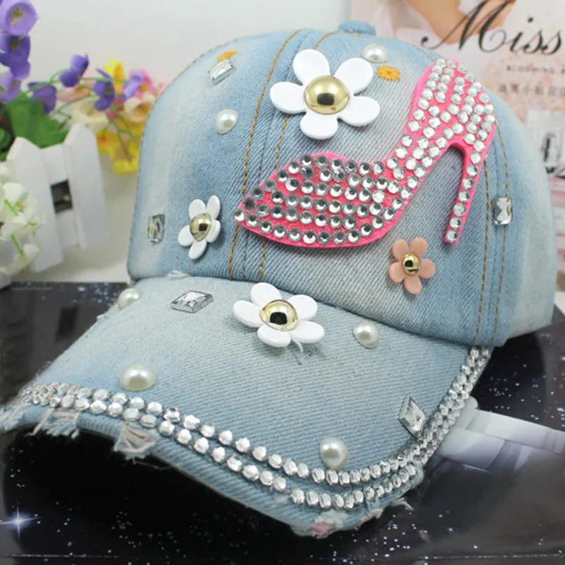 ladies baseball caps with bling cute lady rhinestone font denim hat vintage womens hats ladies baseball caps with bling cute lady rhinestone font denim hat vintage womens hats