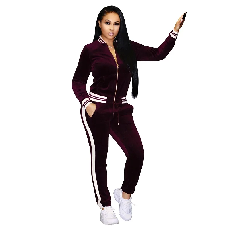 Womens High Waist Tracksuit Set 2 Piece Casual Sweat Zipper Suit Jacket