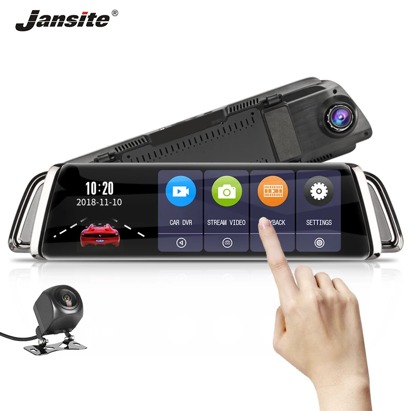 

Jansite 10 inch Car DVR Touch Screen Camera FHD Front 1080P with Rear camera 1080p Video Recorder Dash cam night vision