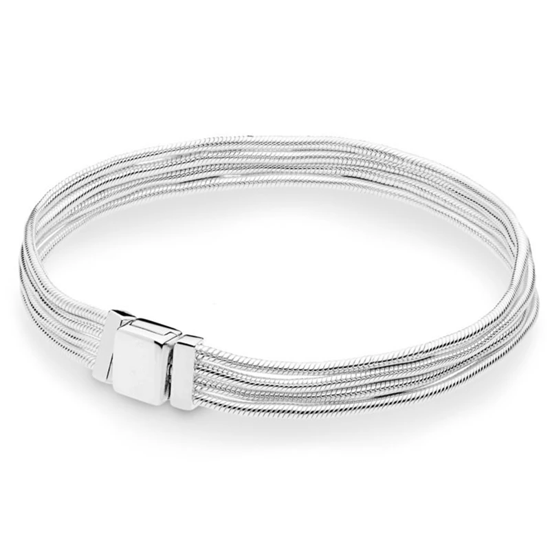 

2019 New Arrival Reflexions Multi Snake Chain Bracelet 925 Sterling Silver Multi-Line Bracelet Bangle fits all Reflexions Charms