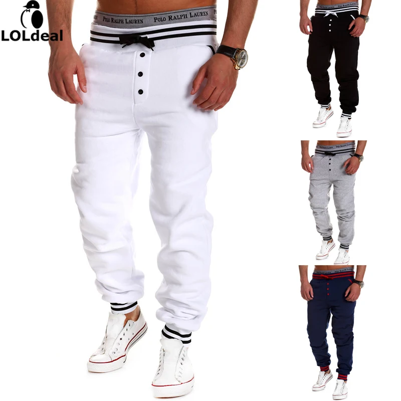 Loldeal The new men's casual pants drawstring elastic