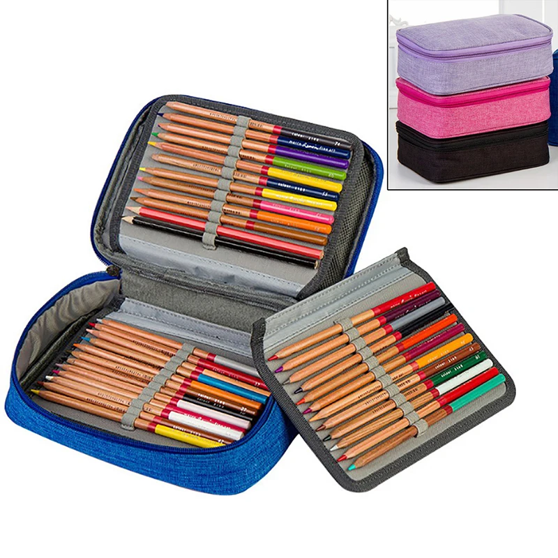 Oxford Cloth Pencil Case Rose Red  72 Holes Large Pen Bag Box Multi Kids Multifunction Stationery