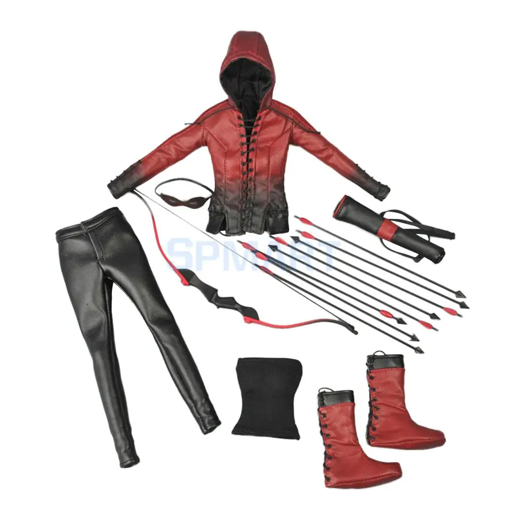 

1/6 Scale Female Leather Suits Pants Boots with Accessories for 12 Inch Hot Toys Phicen Kumik Action Figure