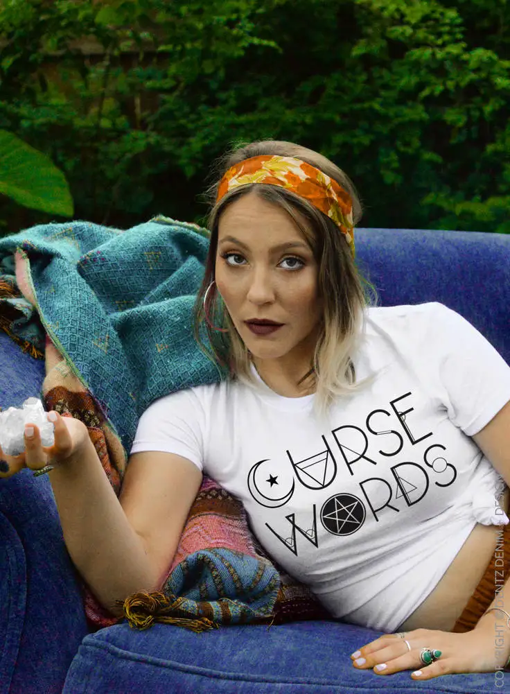 

Gypsy Curse Words t-Shirt simple Halloween funny graphic Witch Spell grunge tumblr aesthetic tee goth women Fashion Clothes tops