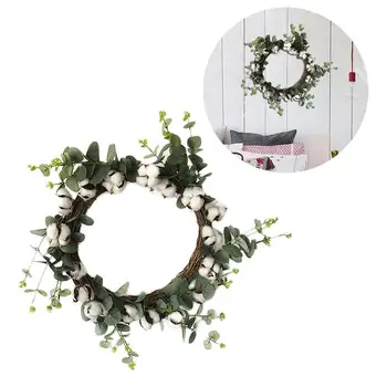 

AUGKUN Artificial Dried Cotton Garland New Style Cotton Wreath Christmas Halloween Threshold Garland Decoration Wreath For Home
