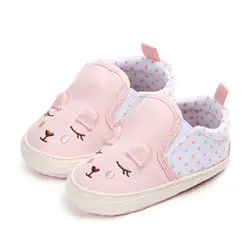 Обувь для маленьких девочек из мягкой кожи с мультяшным котом