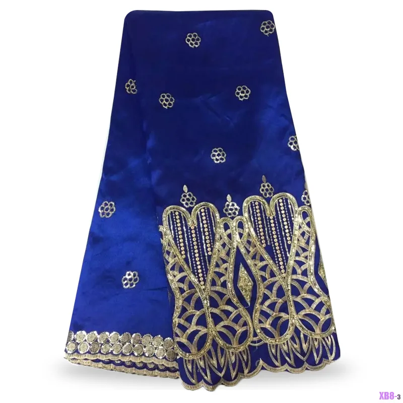 

Blue George African Lace Fabric With Sequins Nigeria Embroidered Silk Fabric Guipure George Lace Fabrics For India Wed f17030702