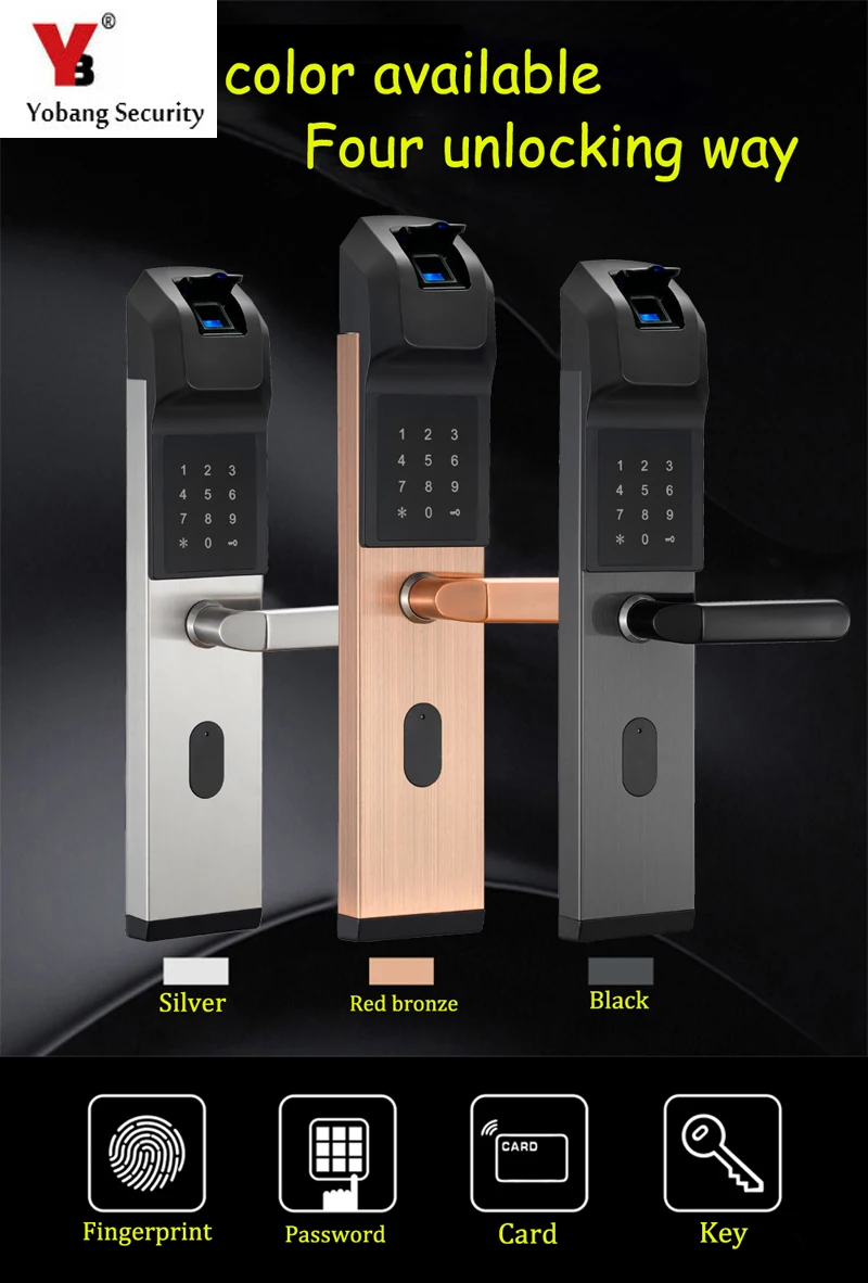 YobangSecurity Home Anti-theft Intelligent Biometric Fingerprint Lock Keyless Smart Door Lock Fingerprint+Password+RFID Card+Key YobangSecurity Home Anti-theft Intelligent Biometric Fingerprint Lock Keyless Smart Door Lock Fingerprint+Password+RFID Card+Key
