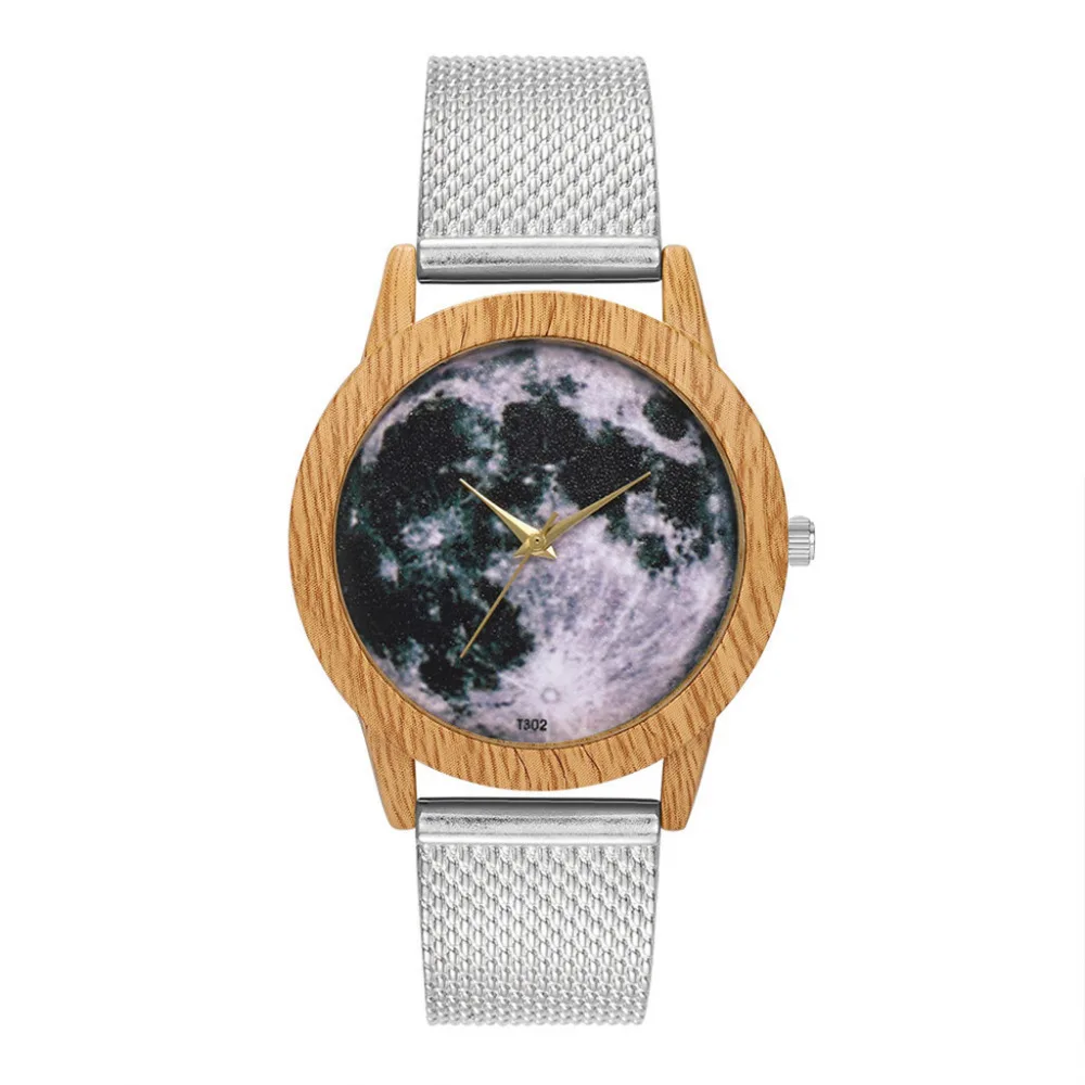Fashion Nature Wooden Grain Leisure Minimalism Purple Dial Silicone Strap Quartz Watch Classic Casual Wrist Watch Gifts
