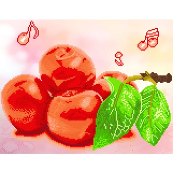 

DIY Fruit Diamond Embroidery Decor Full Round Diamond Painting Crystal Mosaic Picture of Rhinestone Decoration Gift