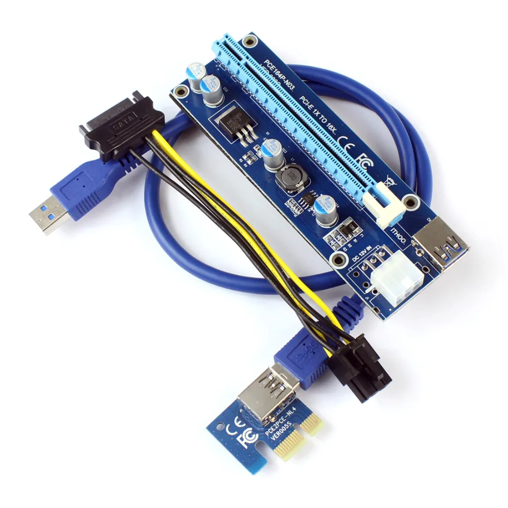

PCI-E Express 1x 4x 8x 16x Extender Riser Card Adapter 6Pin DC-DC Power Cable for ETH Bitcoin Mining Device F21215