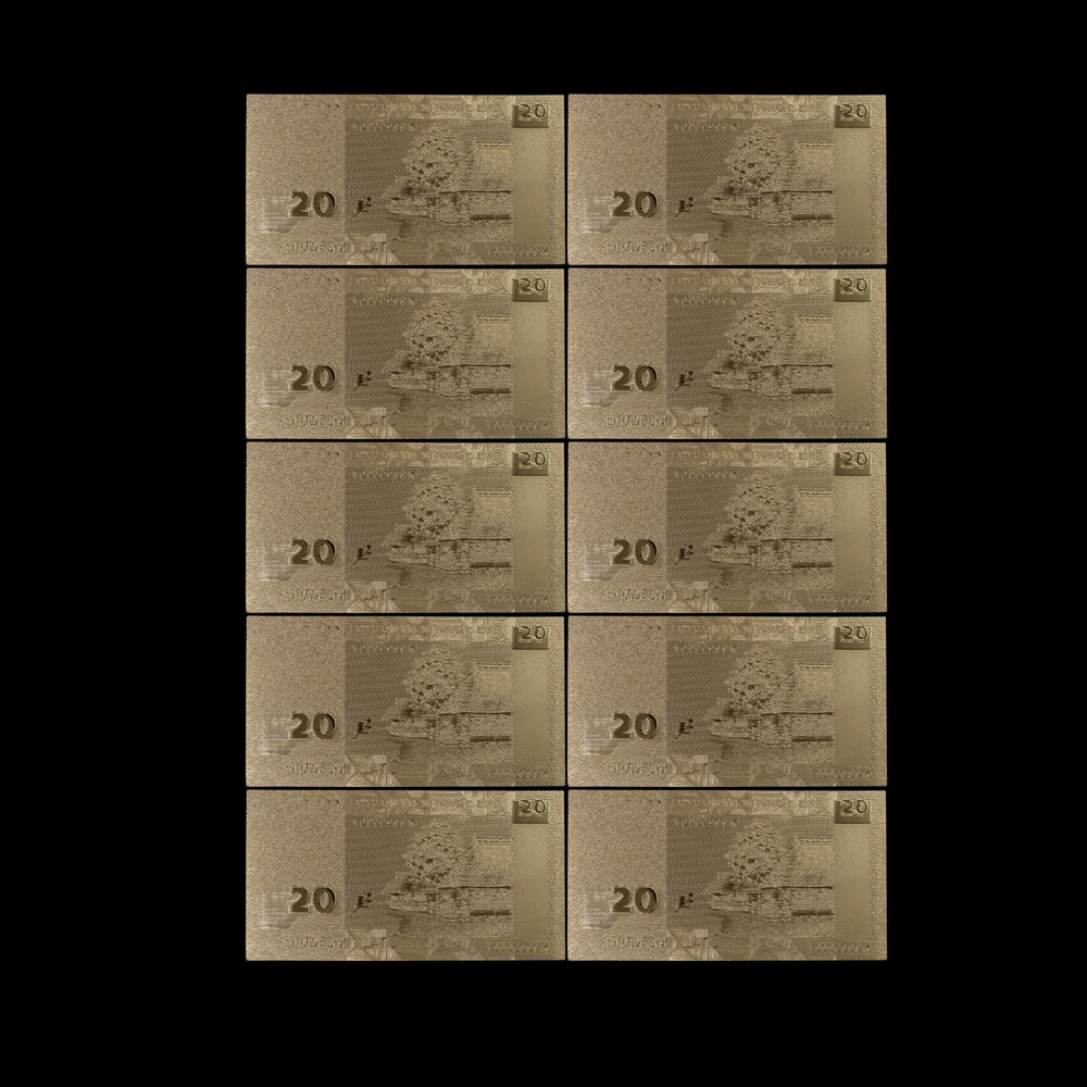 

Collection Gift Normal Gold Banknotes Latvia 20 Lat Golden Banknote 10pcs/lot