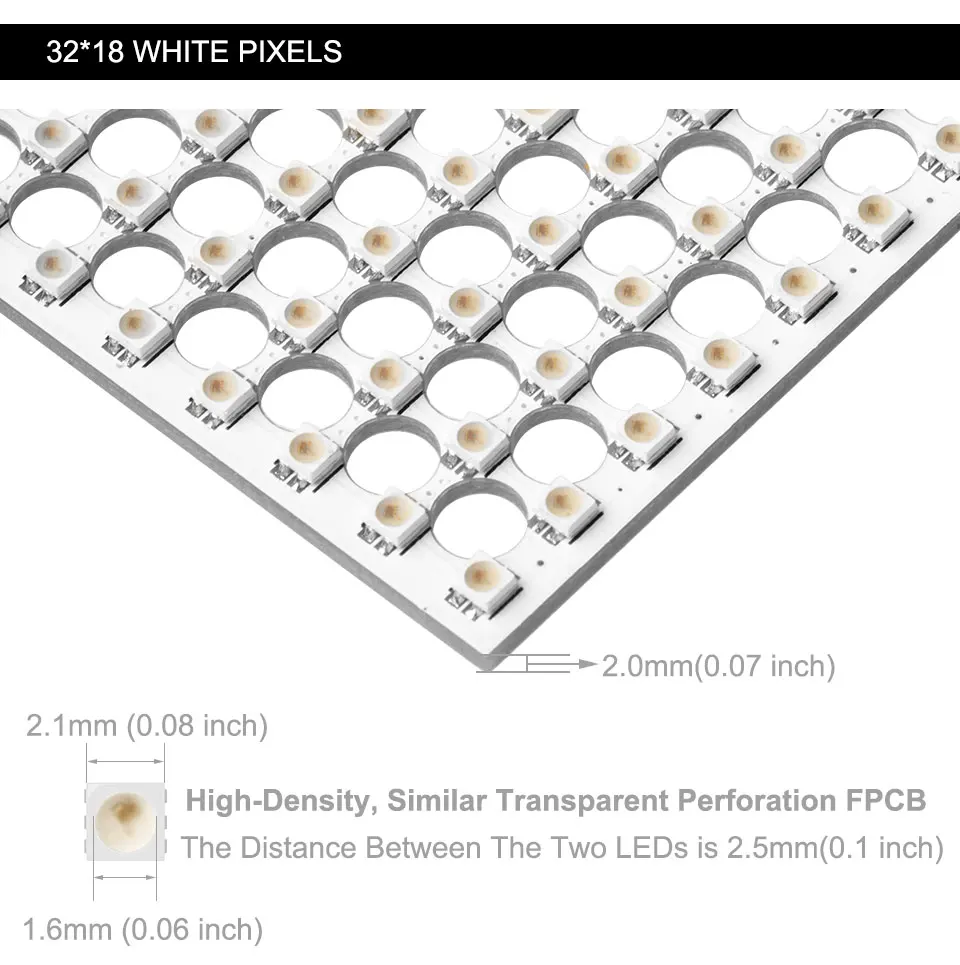 WS2812B мини RGB матричная панель 18x32 576 пикселей цифровой экран высокой плотности индивидуально адресуемый полный цвет мечты DC5V