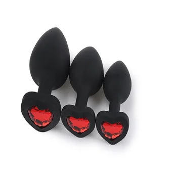New hot Small medium large size heart anal plug basic beads silicone butt insert bullet vibration dildo sex toy for men women 4