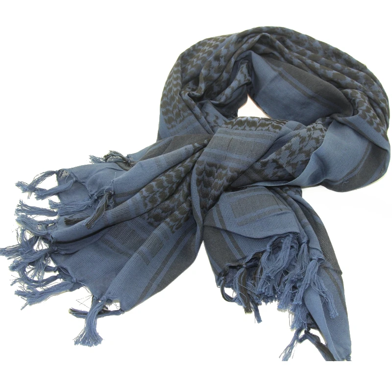 

Top Quality Winter Scarf Outdoor Hunting Combat 100% Cotton Military Shemagh Unisex Tactical Desert Keffiyeh Scarf Wrap Blue
