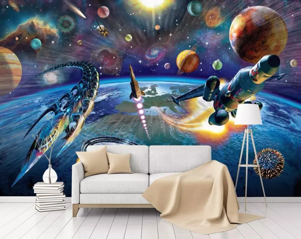 Beibehang пользовательские обои 3d Ручная роспись пространство космический корабль Детская комната фрески украшения дома фрески обои для стен 3