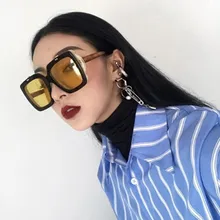 CCSPACE желтые Квадратные Солнцезащитные очки с двумя линзами для мужчин и женщин, брендовые дизайнерские модные мужские и женские очки 45484