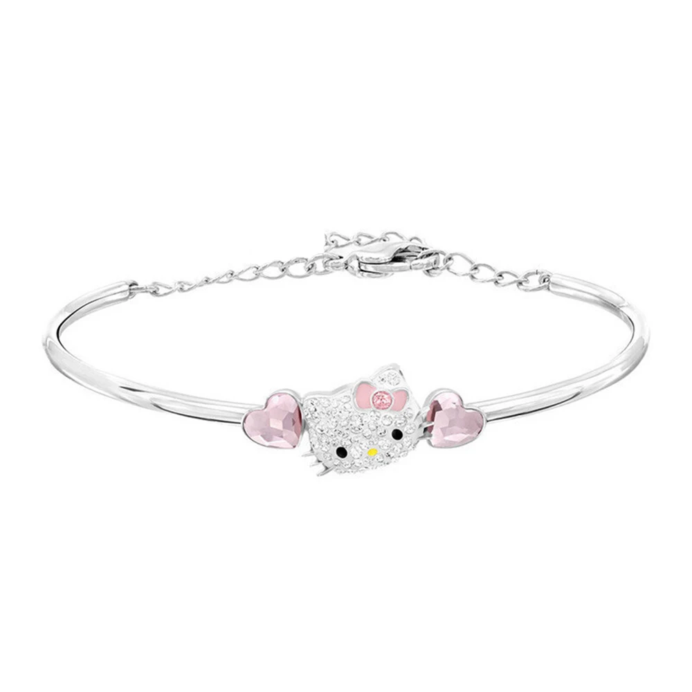 

SWA RO2018 New Cat Pink Heart Crystal Love Heart Bracelet Original Woman Jewelry Birthday Gift Free Shipping 5197312