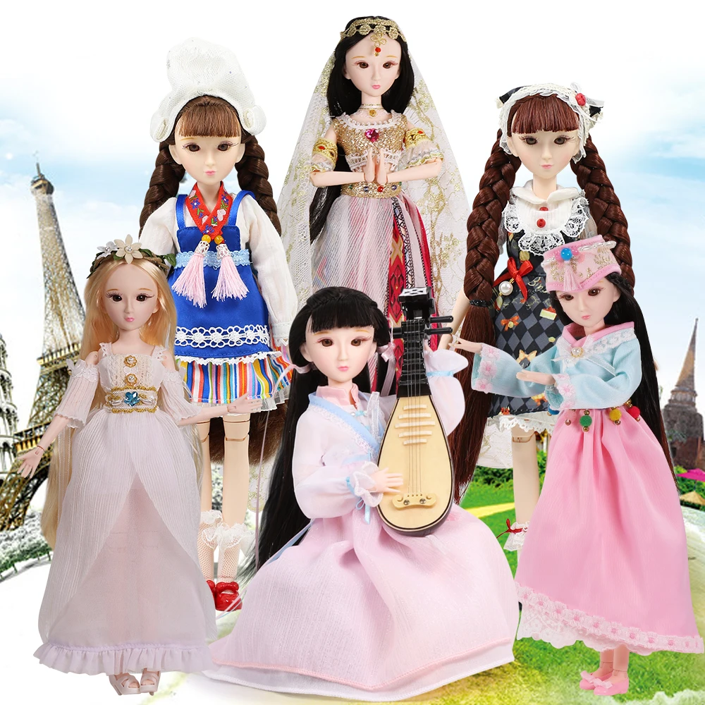 

Fortune Days 1/6 Xiaojing doll New six national special national co 18 joint body with makeup 25CM Blyth dolls toys