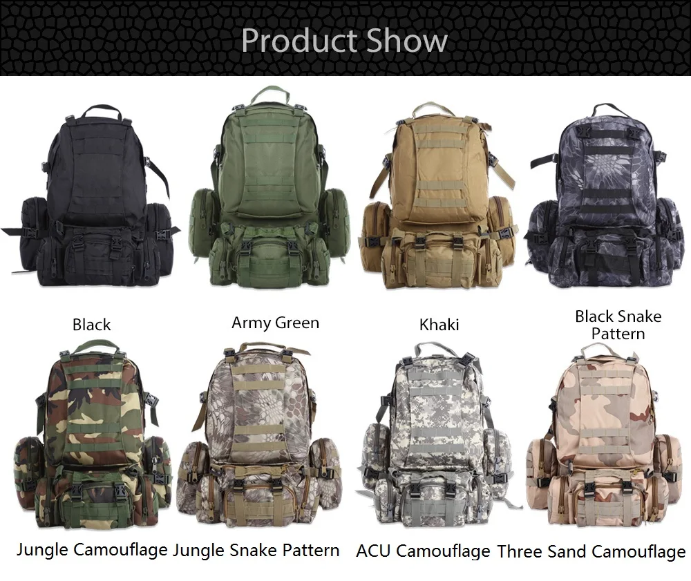 Quente ao ar Bolsa de Esportes à Prova Outlife Livre Mochila Molle Militar Tático Dwaterproof Água Acampamento Caminhadas Viagem 50l 6 Mochilas escal.