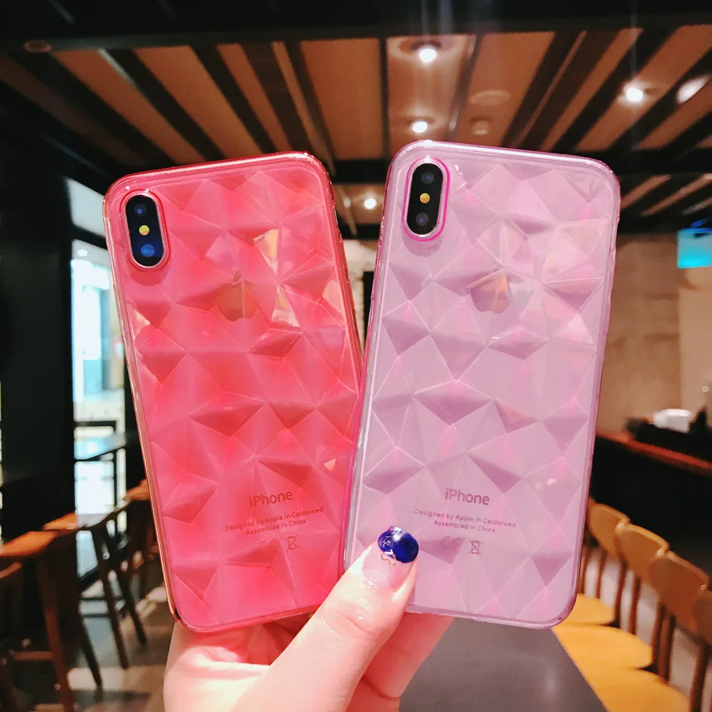 

Clear Phone Case For iPhone 7 X 6 6S 8 Plus 3D Diamond Soft TPU Silicone Cover for iPhone XS XR XS Max 6s Fundas Capa