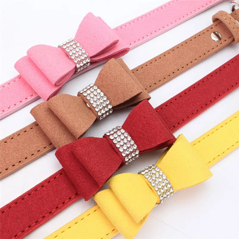 Fashion Cute collar for cats Exquisite Adjustable Bowknot Diamond Dog Pet Accessories pet Product Leash and Harnesses A14 (6)