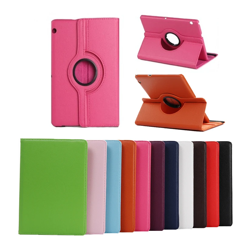 

New 360 Degree Rotation Litchi PU Leather Flip Stand Case For Huawei MediaPad T3 10 AGS-W09/L09/L03 9.6" Tablet Cover+Stylus