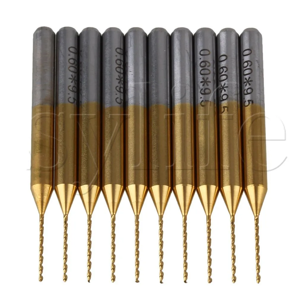 10pcs Titanium Nitride Coated Carbide Micro Drill Bits 1/8" CNC PCB