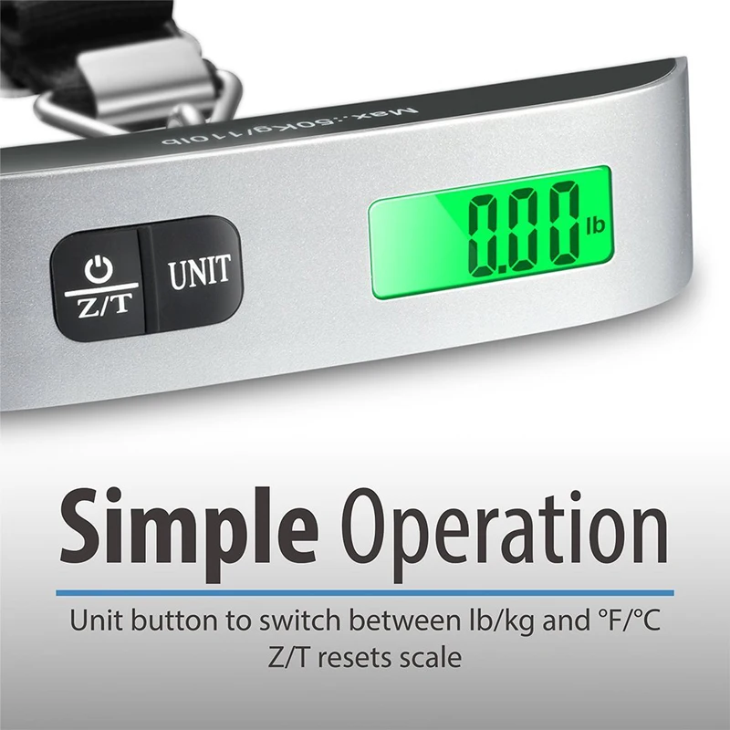 110lb/50kg Luggage Scale Electronic Digital Portable Suitcase Travel Scale Weighs Baggage Bag Hanging Scales Balance Weight LCD