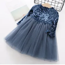 Новое осеннее платье для девочек модное Стильное бархатное платье с длинными рукавами одежда для девочек детская одежда