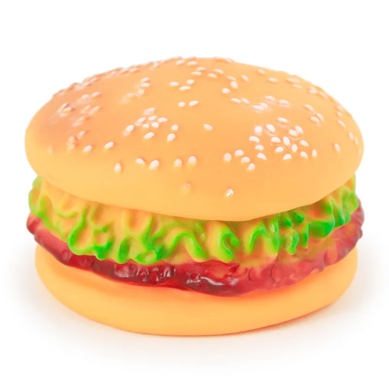 Популярные забавные пищалки резиновые игрушки Pet товары для собак Burger игрушечная еда класс Силиконовые Обучение, игры жевание щенков кошка