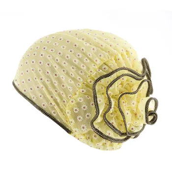 

Women Cotton Muslim Polyester Stretch Turban Hat Chemo Cap Hair Loss Head Scarf Wrap Floral Cap fashion c0411