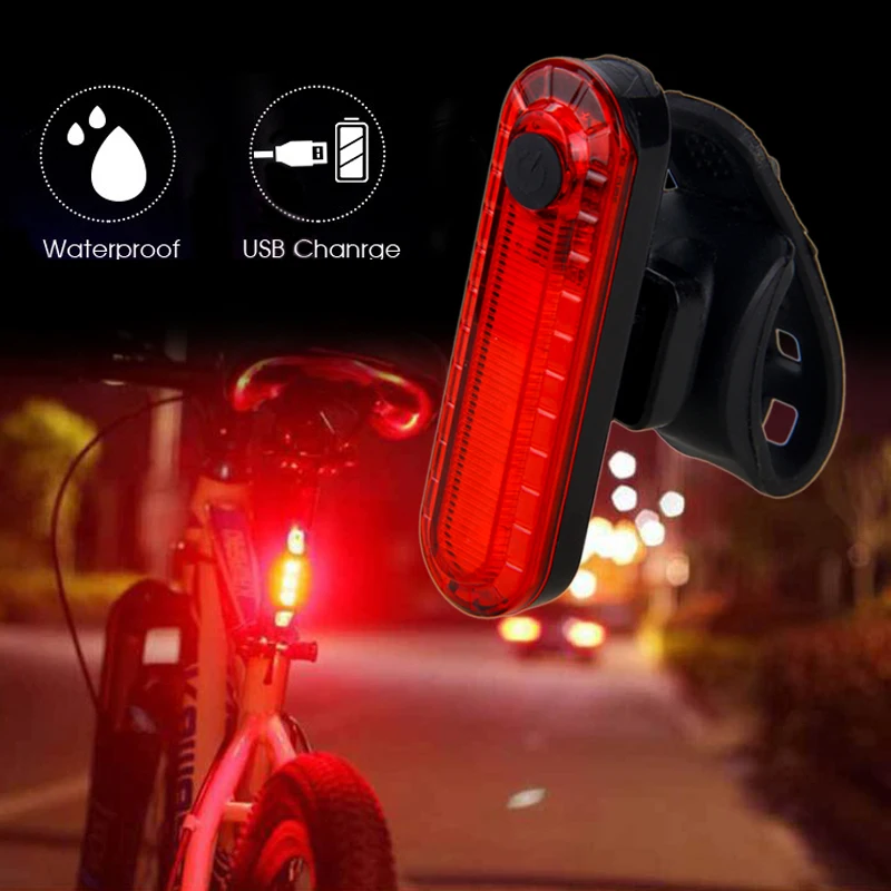 Excellent Mini USB Bike Taillight Rechargeable Rear Lamp Safety Warning Light Red/Blue+red Light for Night Cycling 0