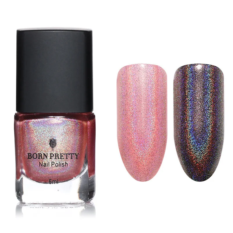 

BORN PRETTY Holographic Holo Nail Polish Glitter Manicure Art Varnish Chrome Bling Shinning Hologram Effect Pink 2#
