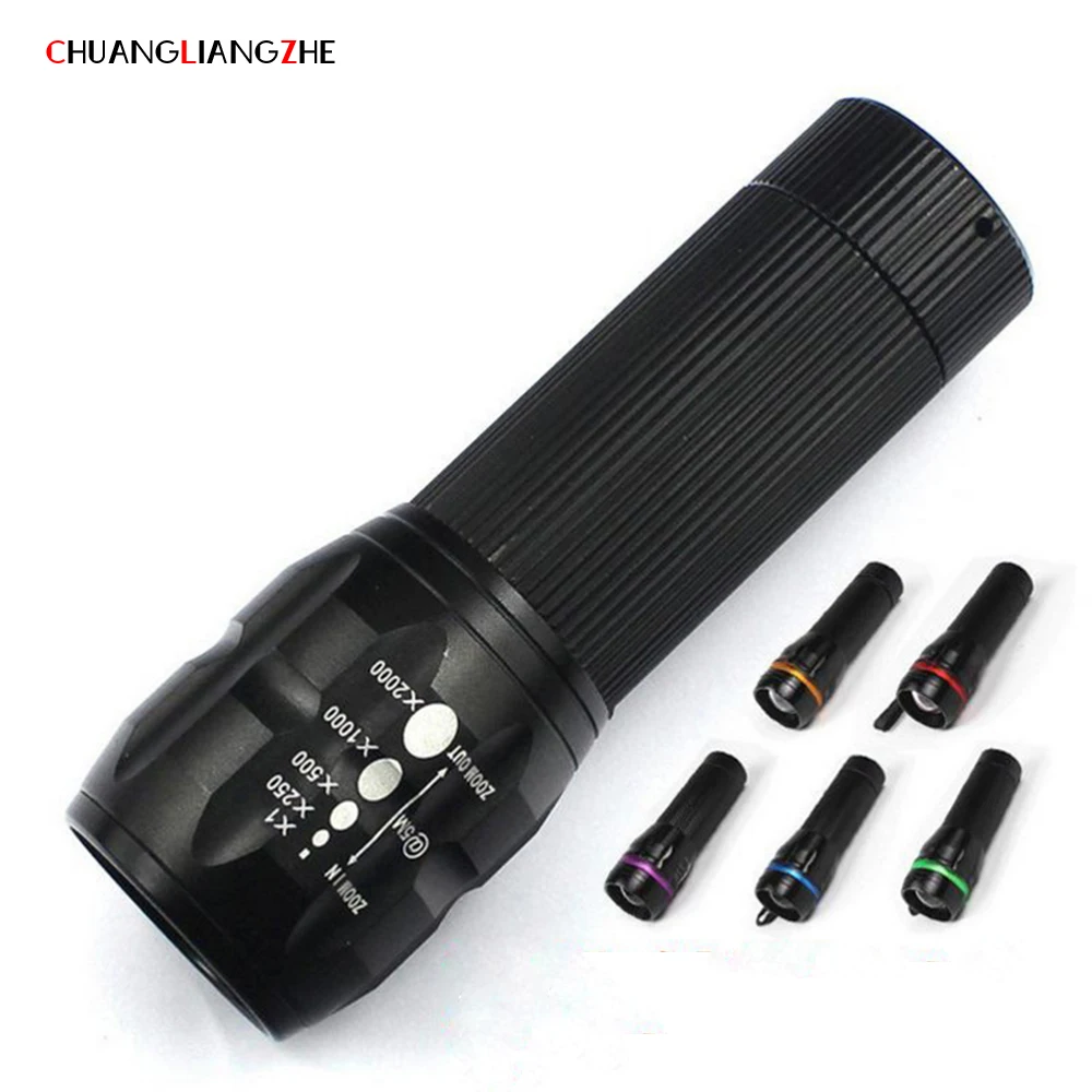 Aluminum Alloy Light LED Flashlight Telescopic Focusing 3 Speed Lumen