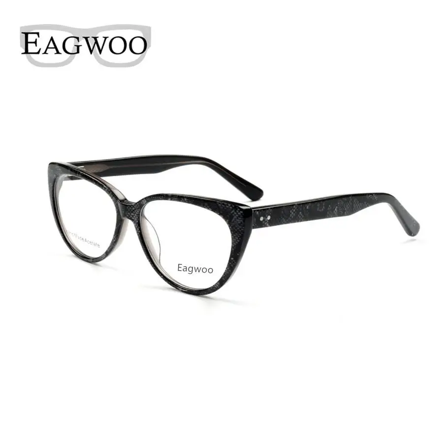 

EAGWOO Women Cat Eye Aceate Eyeglasses Designed Full Rim Optical Frame Fashion Prescription Spectacle With Spring Temple 1956