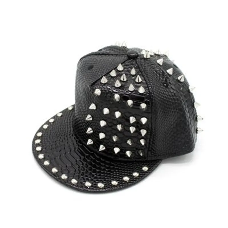 

2016 new leather sharp nail rivets punk style hip-hop cap baseball cap fitting hat for men and women free shipping nightclub
