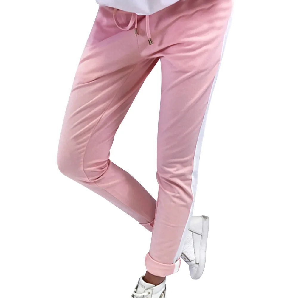 Telotuny women pants Patchwork Daily casual Striped pants women women pants summer pencil pants female JL 20 - Цвет: Pink