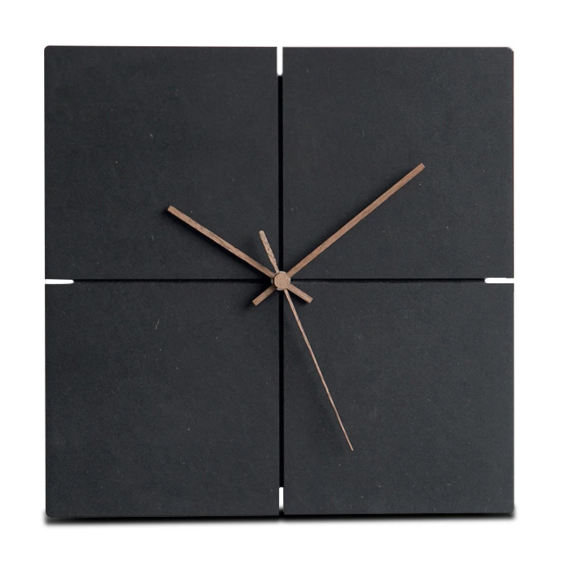 Large Wooden Hanging Wall Clock Silent MDF Wood European Square Wall