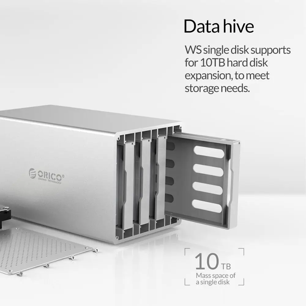 Best ORICO 5 Bay 3.5 inch HDD Enclosure SATA to USB3.1 Type-c HDD Case 5Gbps High Speed Data Transmission  for Mac/Win/Linux 2