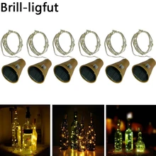 10 светодиодный s 15 светодиодный s 20 светодиодный s на солнечных батареях для бутылки вина в форме пробки светодиодный светильник s медная проволока Рождественский Сказочный светильник для вечерние и свадебные