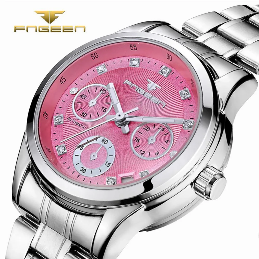 

2017 Women Watch Famous Brand Luxury Mechanical Watch Diamond Calendar Tourbillon Hodinky Woman Fashion Automatic Watches